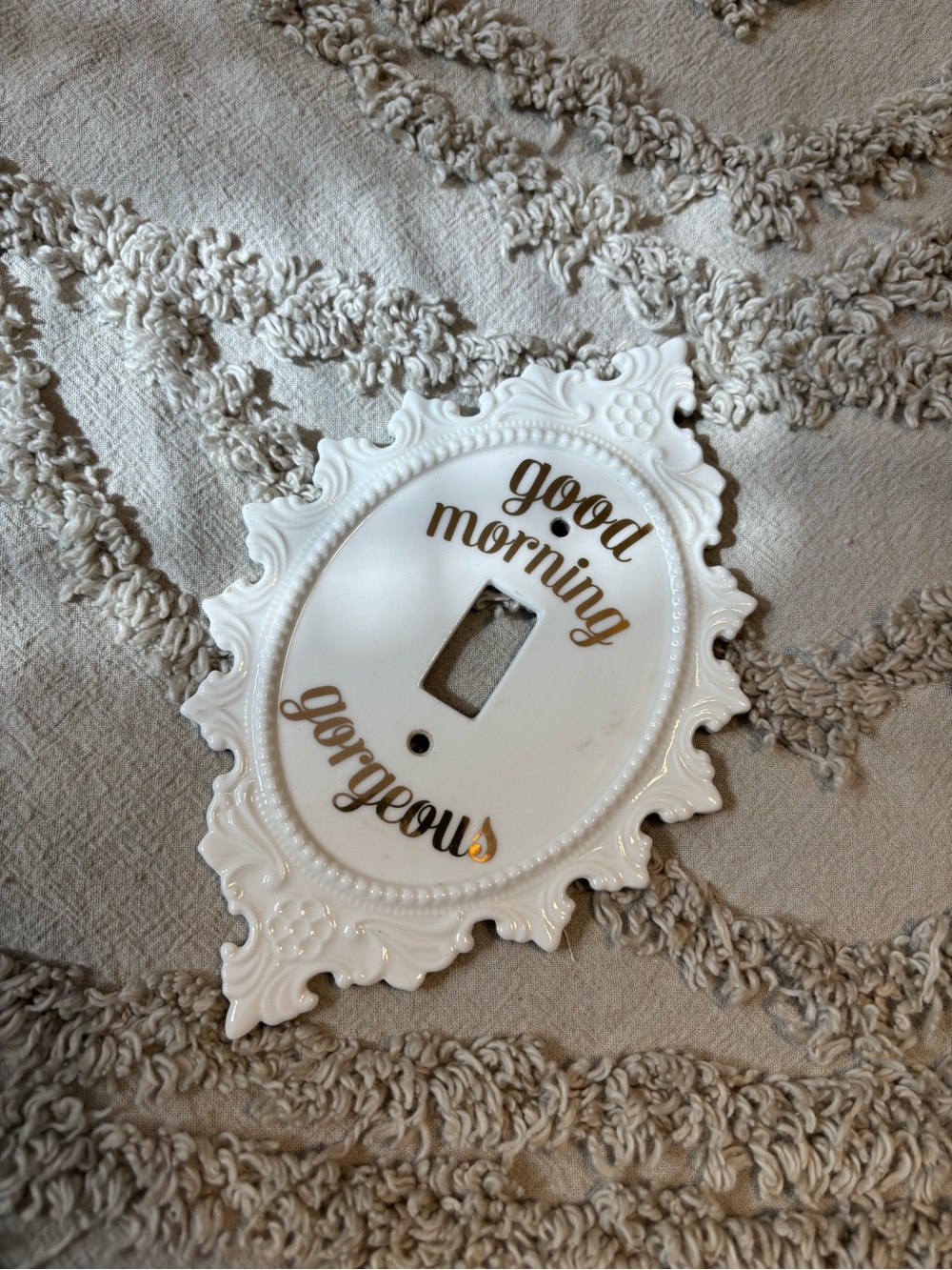 Francesca's Collections White and Gold 'Good Morning Gorgeous' Switch Plate